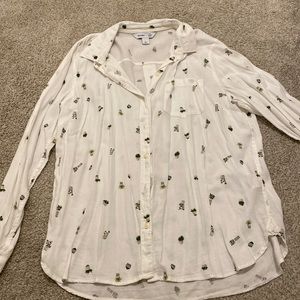 H&M Button Down Shirt w/ Succulents; Size L